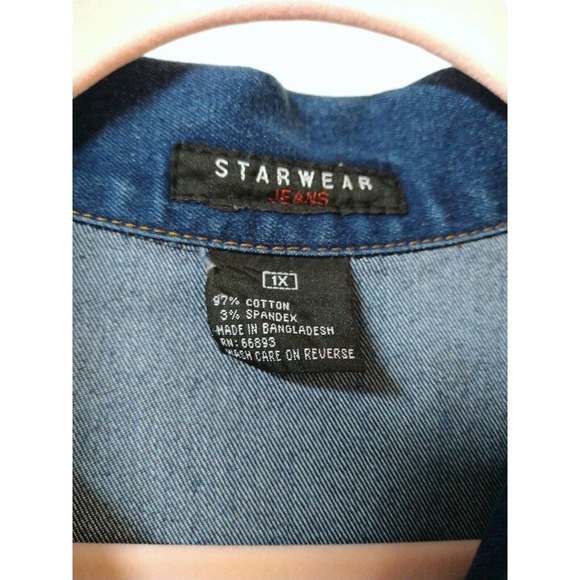 Starwear WM 1X 1 Piece Denim Bodysuit Overall Button Closure Belt Loops - Picture 2 of 6